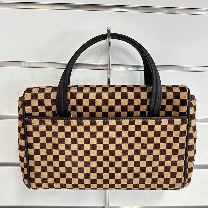 Louis Vuitton Damier Ebene Horse Fur Shoulder Bag, Brown Checkered