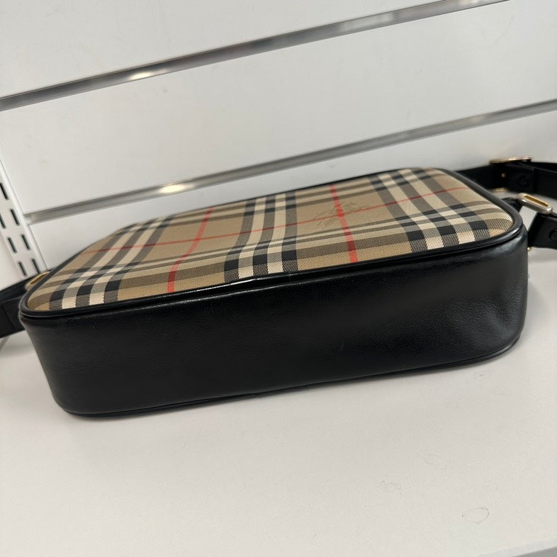 Pre-loved Burberry Check Plaid Beige Crossbody Bag 9363