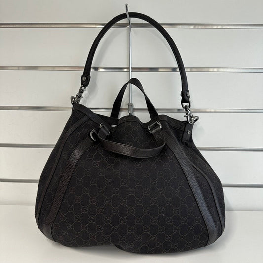 Pre-loved Gucci GG Monogram Large Black Canvas Tote Bag 1695