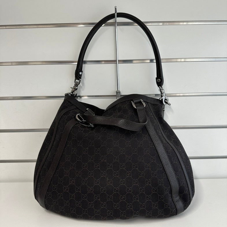 Pre-loved Gucci GG Monogram Large Black Canvas Tote Bag 1695
