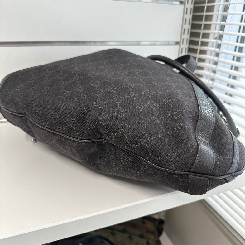 Pre-loved Gucci GG Monogram Large Black Canvas Tote Bag 1695