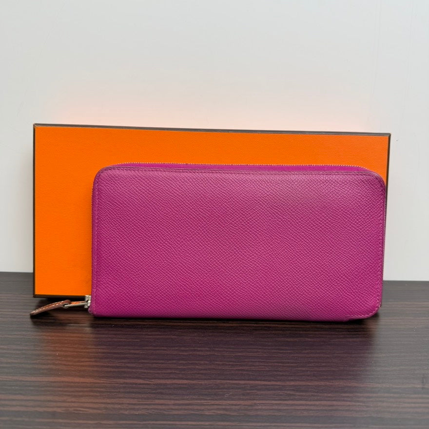 Preloved Hermes Leather Zippy Long Wallet FM0262 in Purple