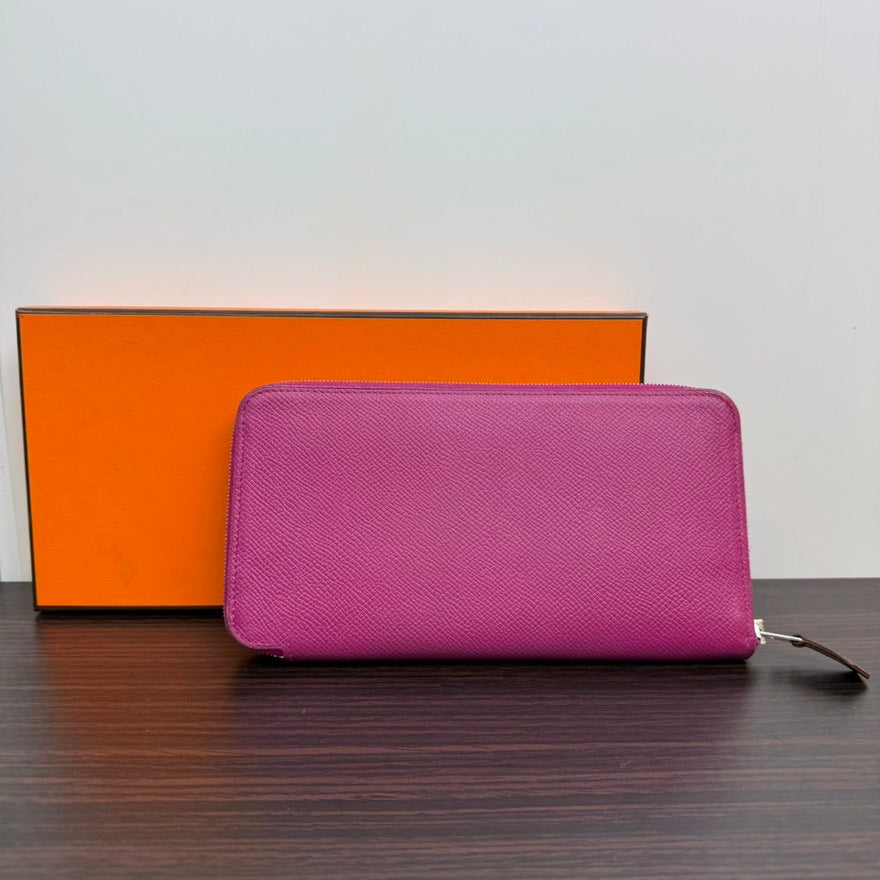 Preloved Hermes Leather Zippy Long Wallet FM0262 in Purple