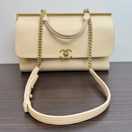 Chanel Calfskin way Flap Bag B Beige Shoulder Bag