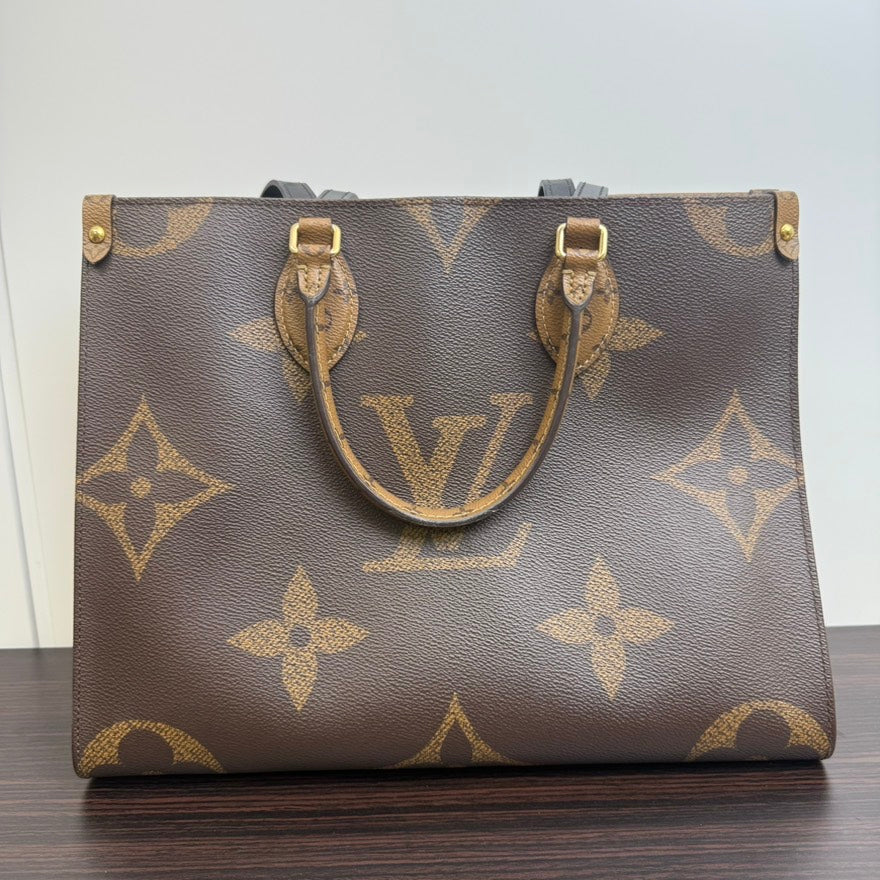 Preloved Louis Vuitton On The Go MM 2way Bag FM6113 Brown Tote