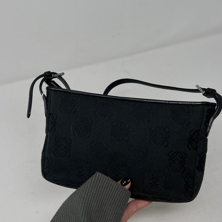 LOEWE Black Canvas & Leather Clutch Bag AF625