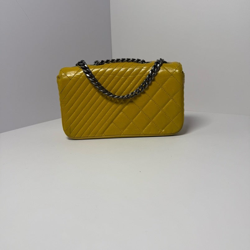 Chanel Mini Flap Bag Yellow Quilted Leather Shoulder Bag