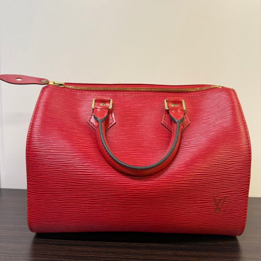 Louis Vuitton Speedy 25 Epi Leather Handbag Red