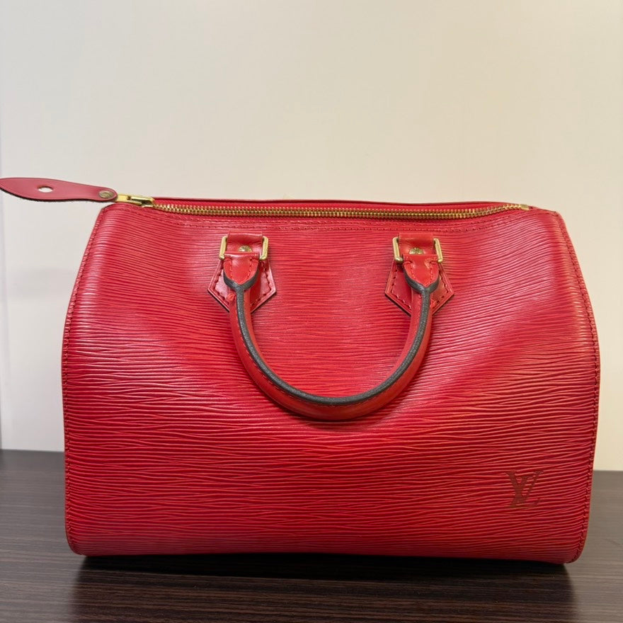 Louis Vuitton Speedy 25 Epi Leather Handbag Red