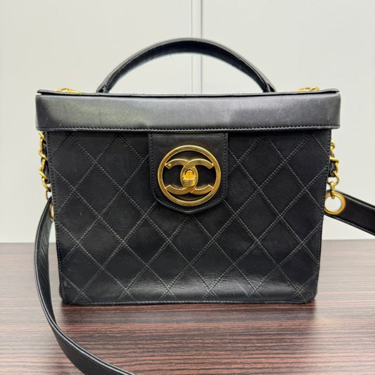 Vintage Chanel Lambskin Black way Vanity Case NG - Shoulder/Top Handle Bag