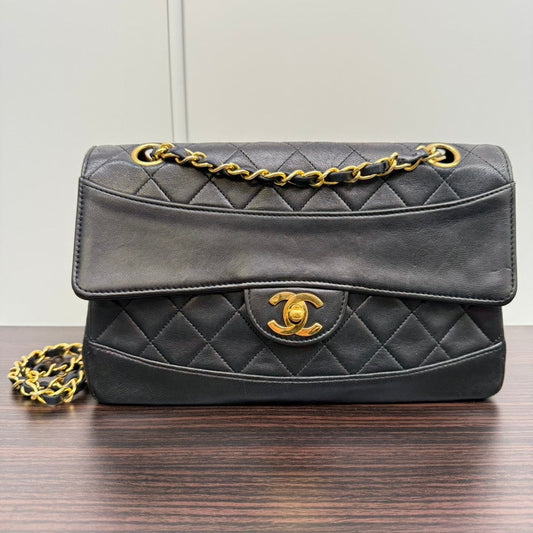 Vintage Chanel Lambskin Single Flap Bag NG Black Shoulder Bag