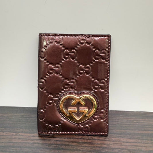 Preloved Gucci GG Heart Card Case N432909 Burgundy Leather Card Holder