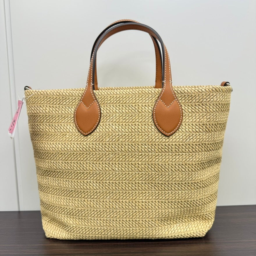Gucci Straw Leather Beige 2-Way Tote Bag LB110057