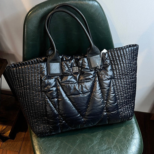 Preloved MCM AF237 Black Quilted Tote Bag