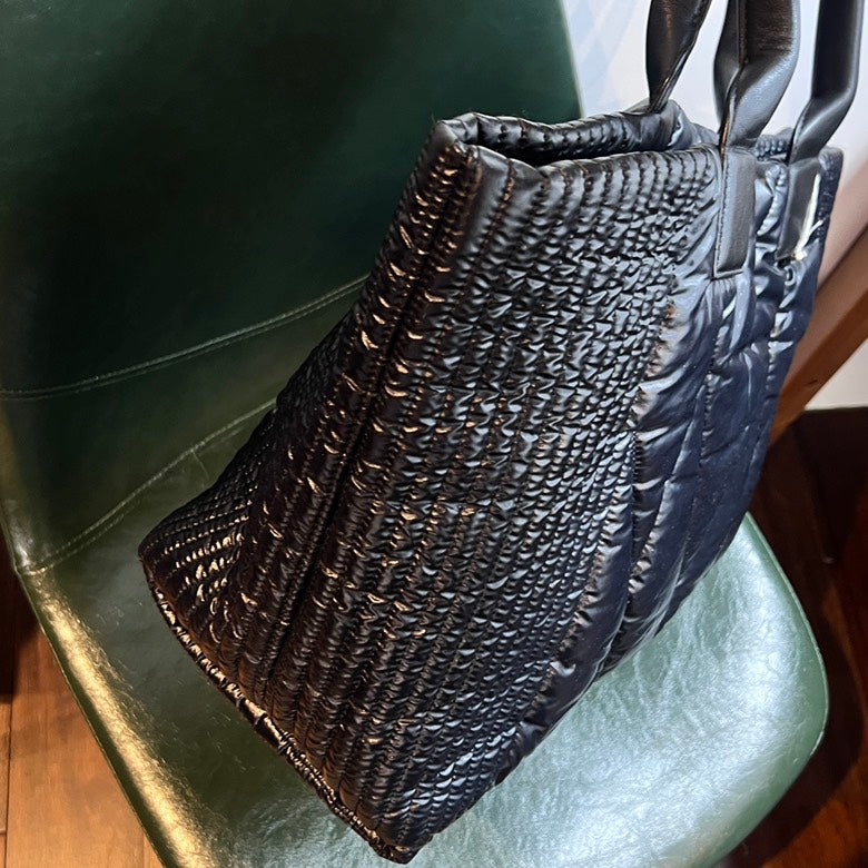 Preloved MCM AF237 Black Quilted Tote Bag