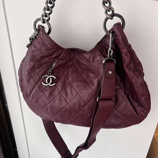 Chanel Burgundy Leather way Chain Shoulder Bag AF