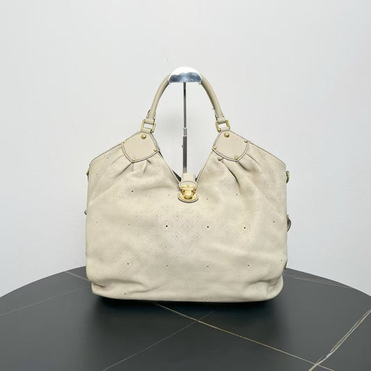 Louis Vuitton Mahina Leather Beige Tote Bag