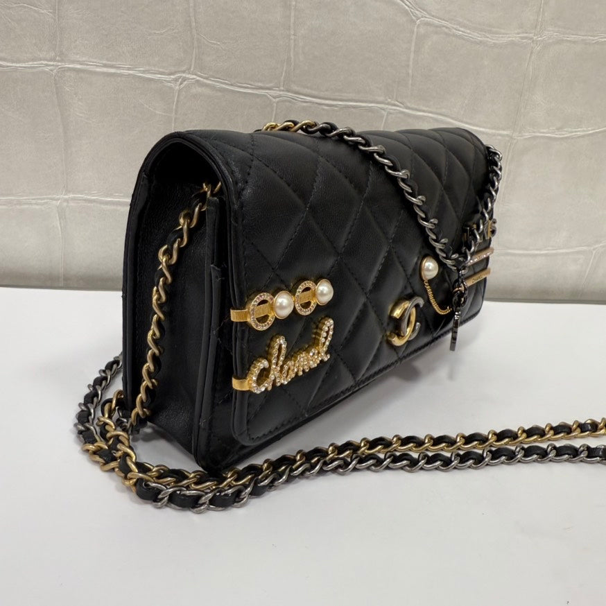 Chanel Lambskin Wallet on Chain FM9006 Black Crossbody Bag