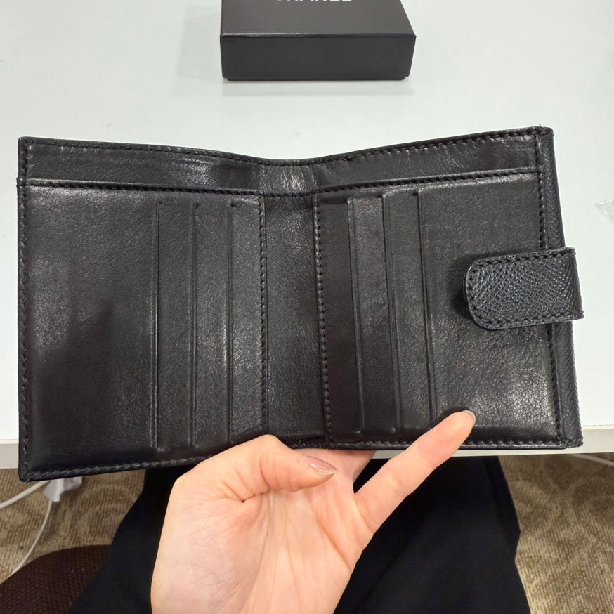 Chanel Caviar Leather Wallet in Black - Preloved Series 5 FM9012
