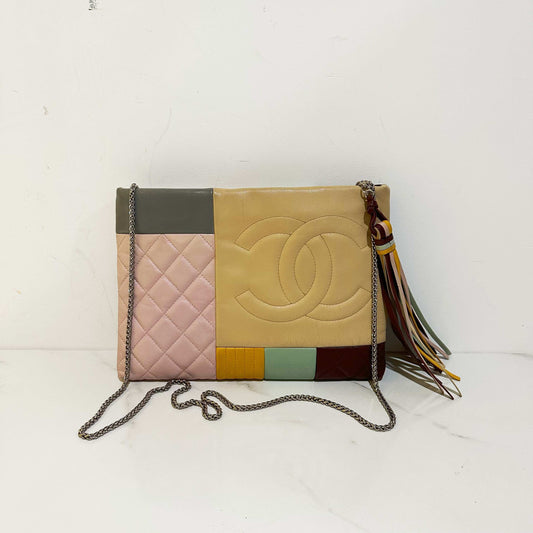 Chanel Patchwork Leather Shoulder Bag in Multicolor - Preloved
