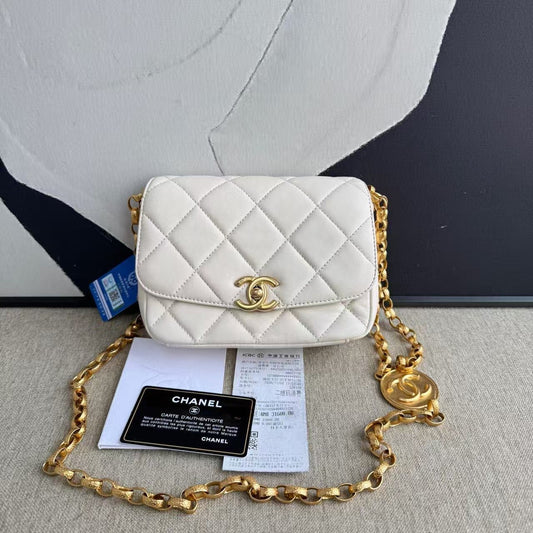 Chanel Classic Flap White Shoulder Bag