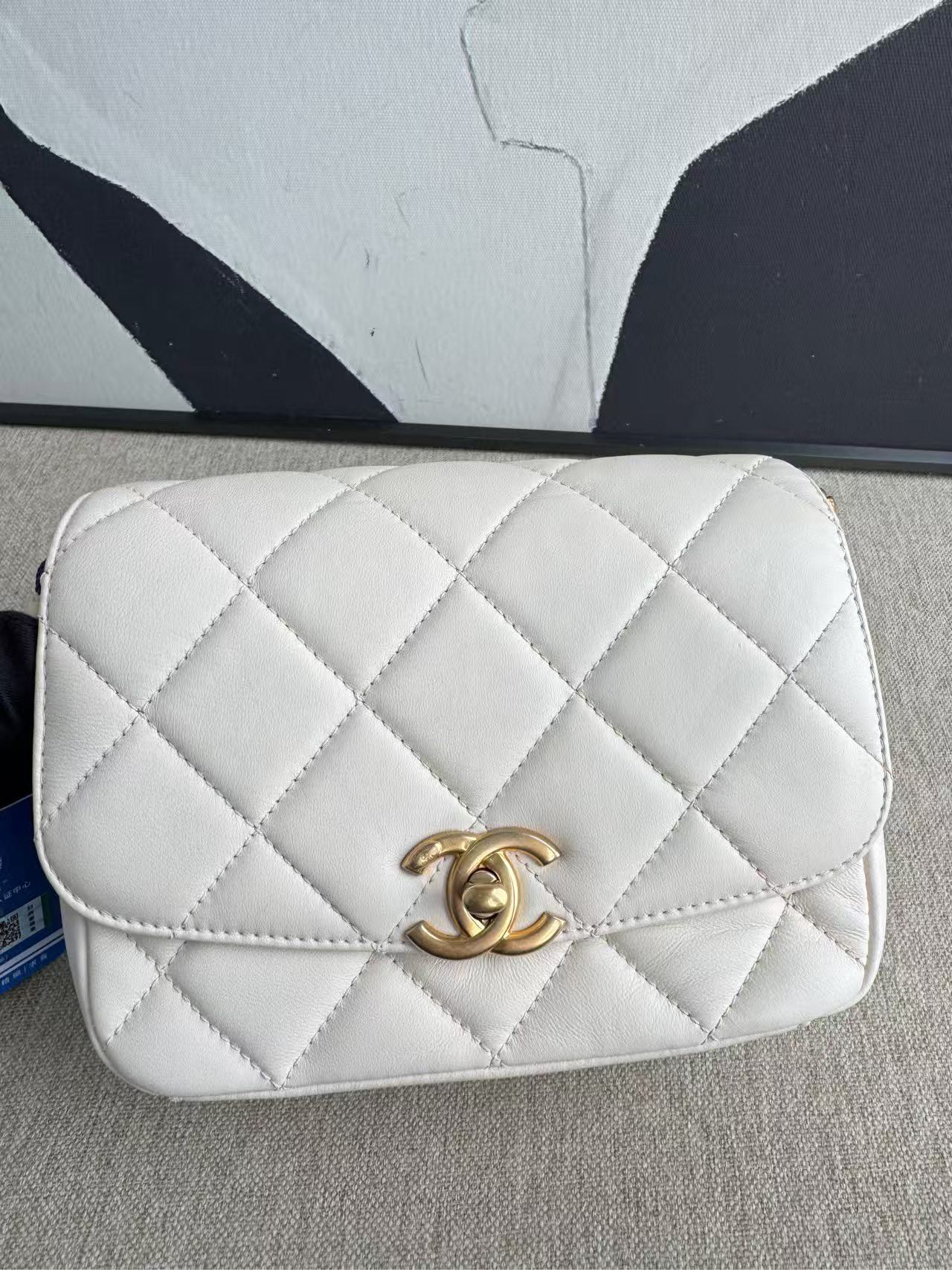 Chanel Classic Flap White Shoulder Bag