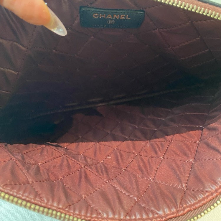 Preloved Chanel Quilted Black Leather Pouch Handbag