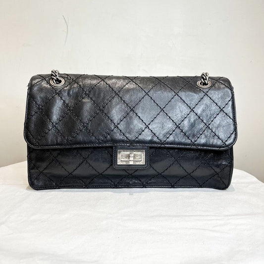 Chanel Oil Waxed Leather Black Quilted Shoulder Bag