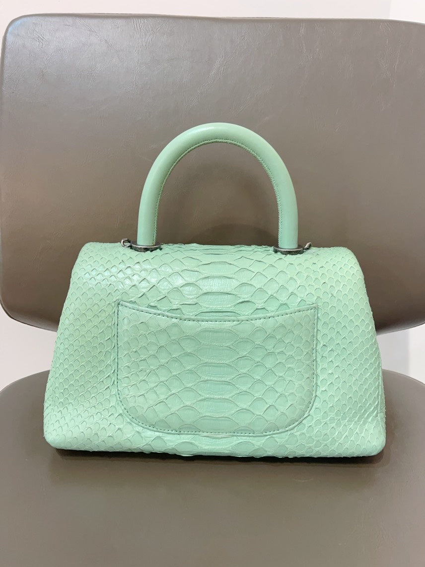 Chanel Coco Handle Small Mint Green Python Leather Bag