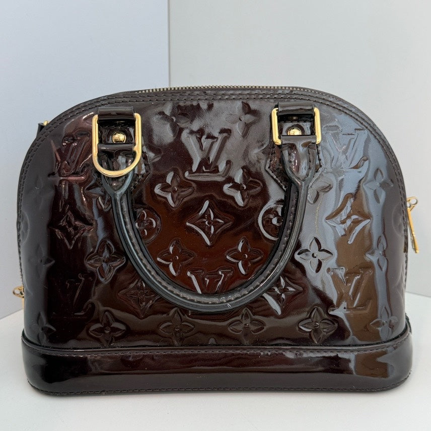 Louis Vuitton Alma BB Monogram Vernis Brown Satchel