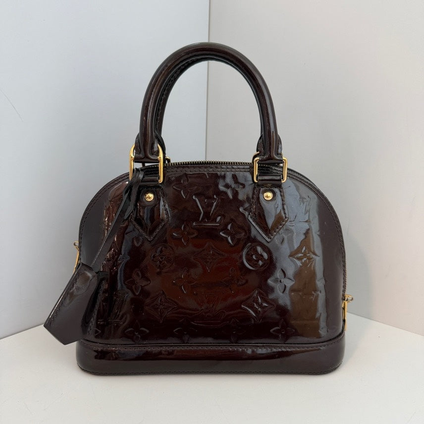 Louis Vuitton Alma BB Monogram Vernis Brown Satchel