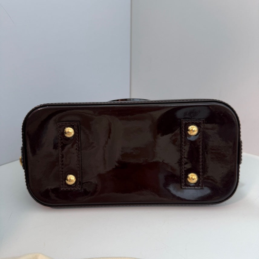 Louis Vuitton Alma BB Monogram Vernis Brown Satchel