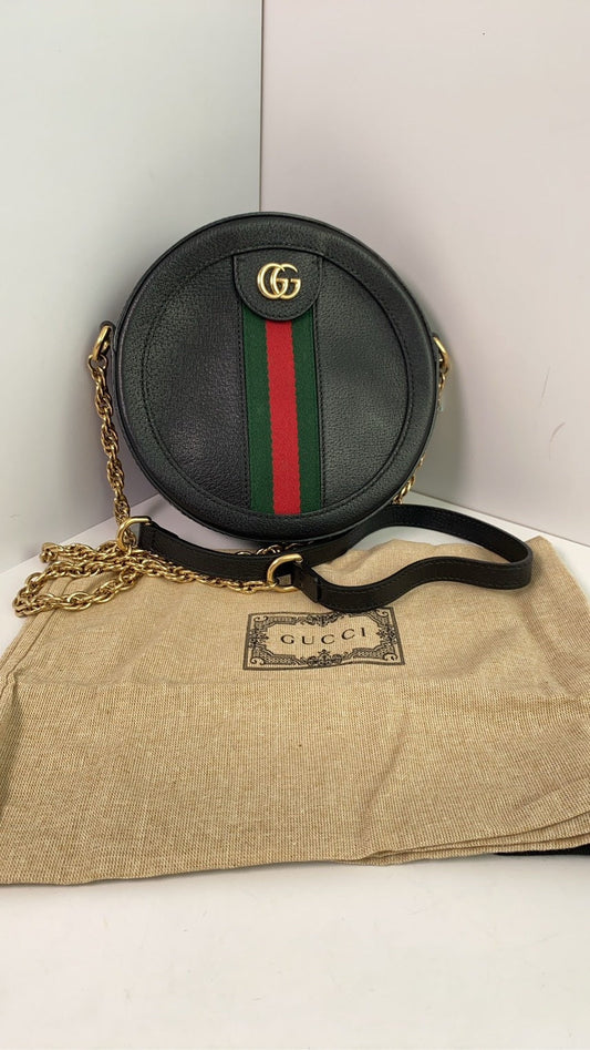 Gucci Ophidia Black Leather Crossbody Bag, Preloved