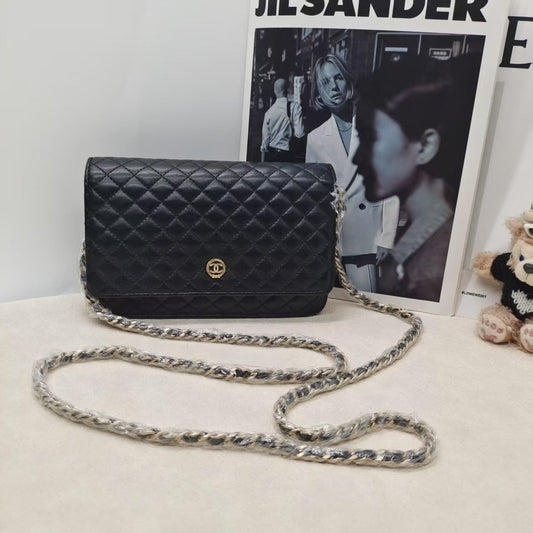 Chanel Preloved WOC Black Quilted Leather Crossbody Bag