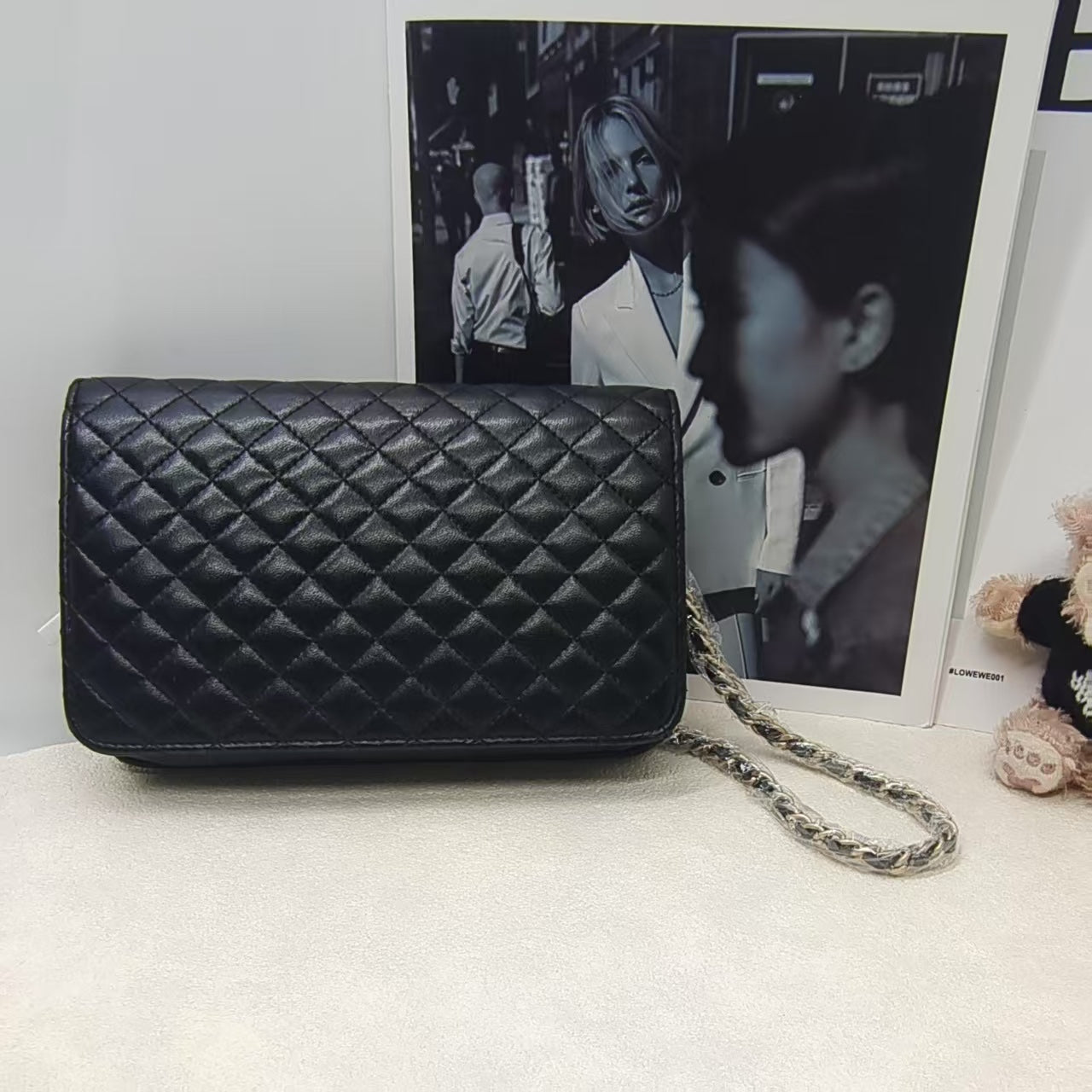 Chanel Preloved WOC Black Quilted Leather Crossbody Bag