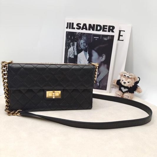 Preloved Chanel 2.55 Black Leather Crossbody Bag 2012-2013
