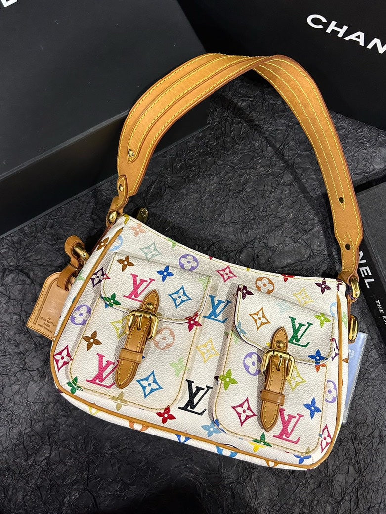 LOUIS VUITTON White Multicolor Cambridge Top Handle Bag 25cm