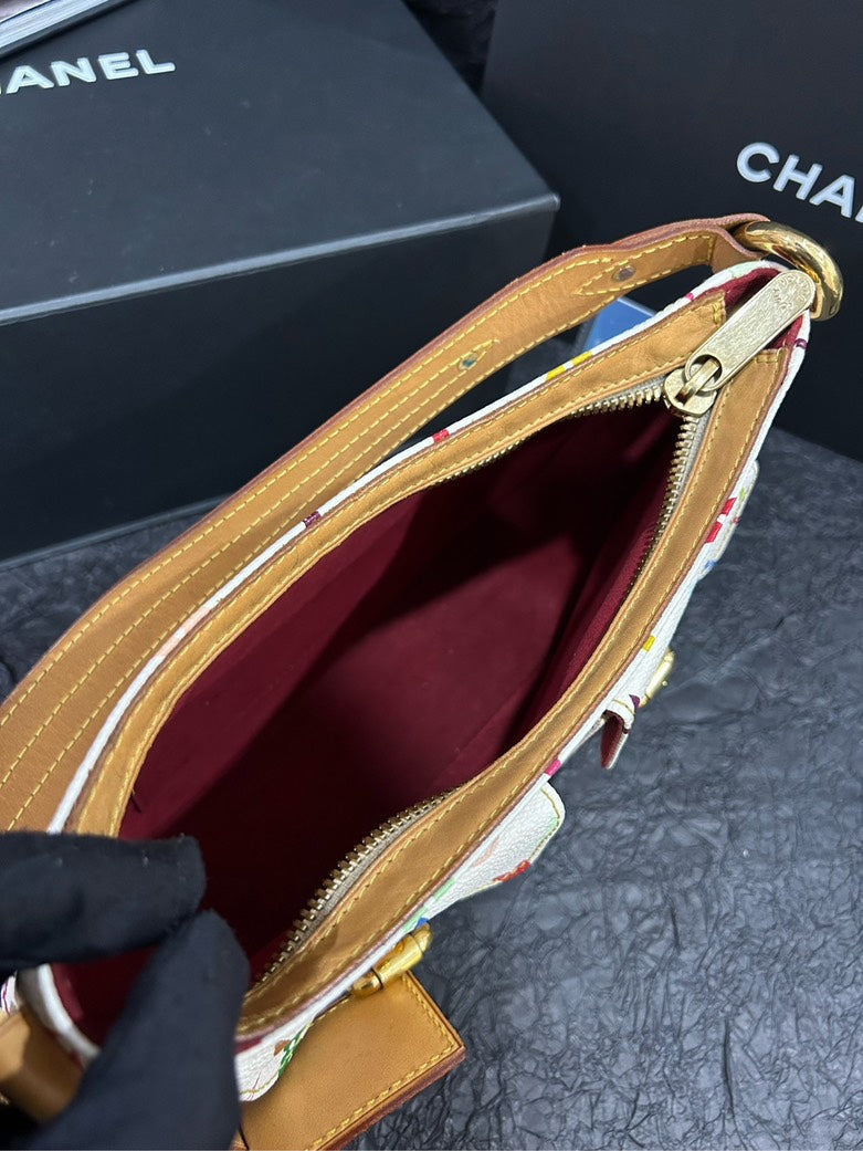 LOUIS VUITTON White Multicolor Cambridge Top Handle Bag 25cm