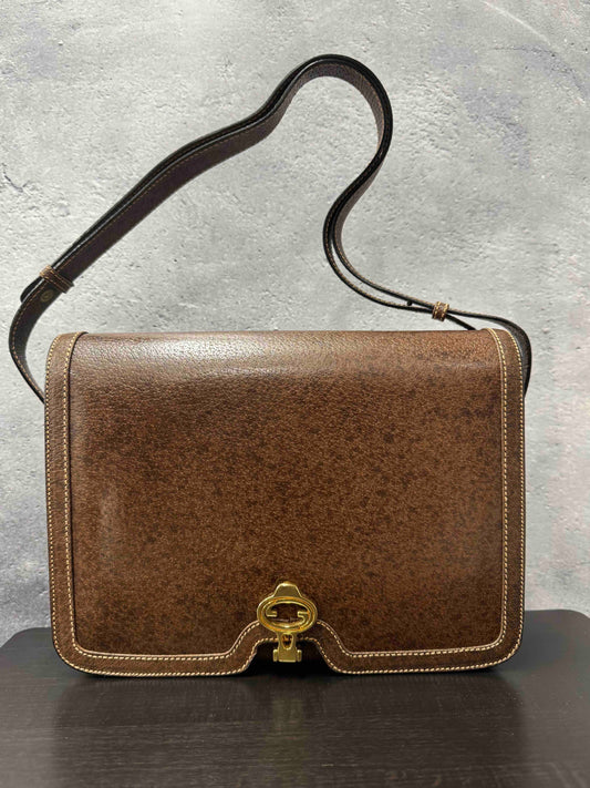 Gucci Vintage Shoulder Bag RE56935900 Brown Leather