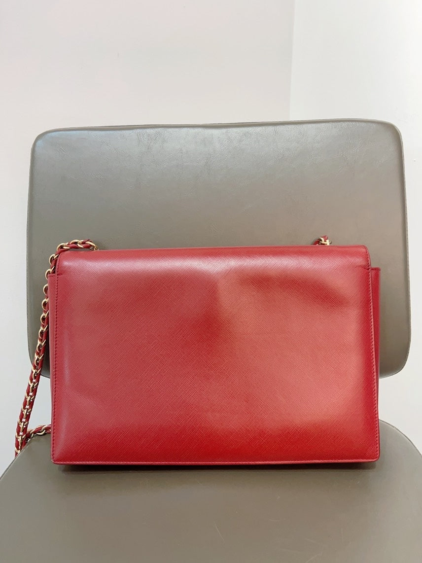 Preloved Ferragamo Vara Bow Red Leather Crossbody Bag