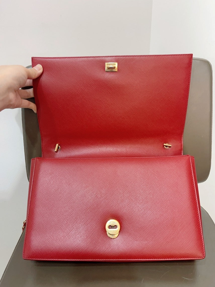 Preloved Ferragamo Vara Bow Red Leather Crossbody Bag