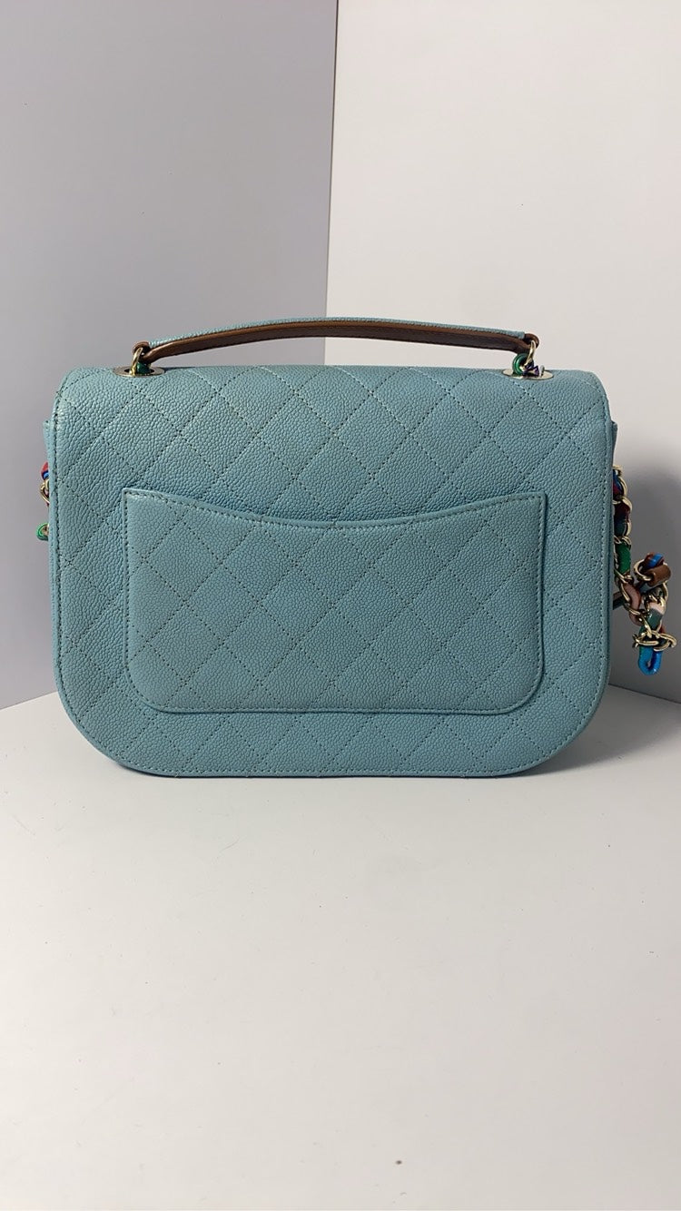 Chanel Cuba Blue Caviar Quilted Shoulder Bag