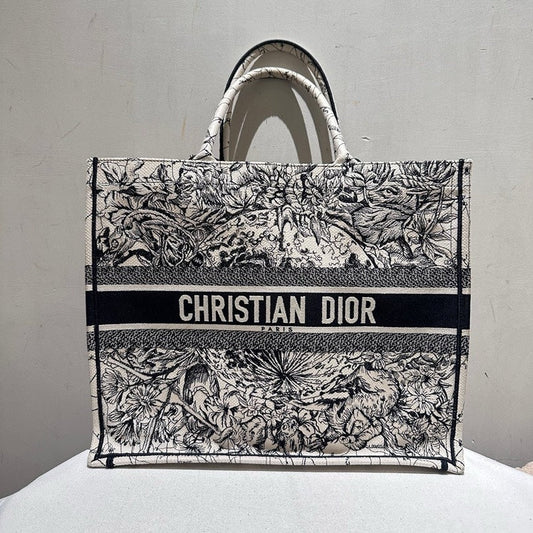 Dior Book Tote GM Size Constellation Black Canvas Tote