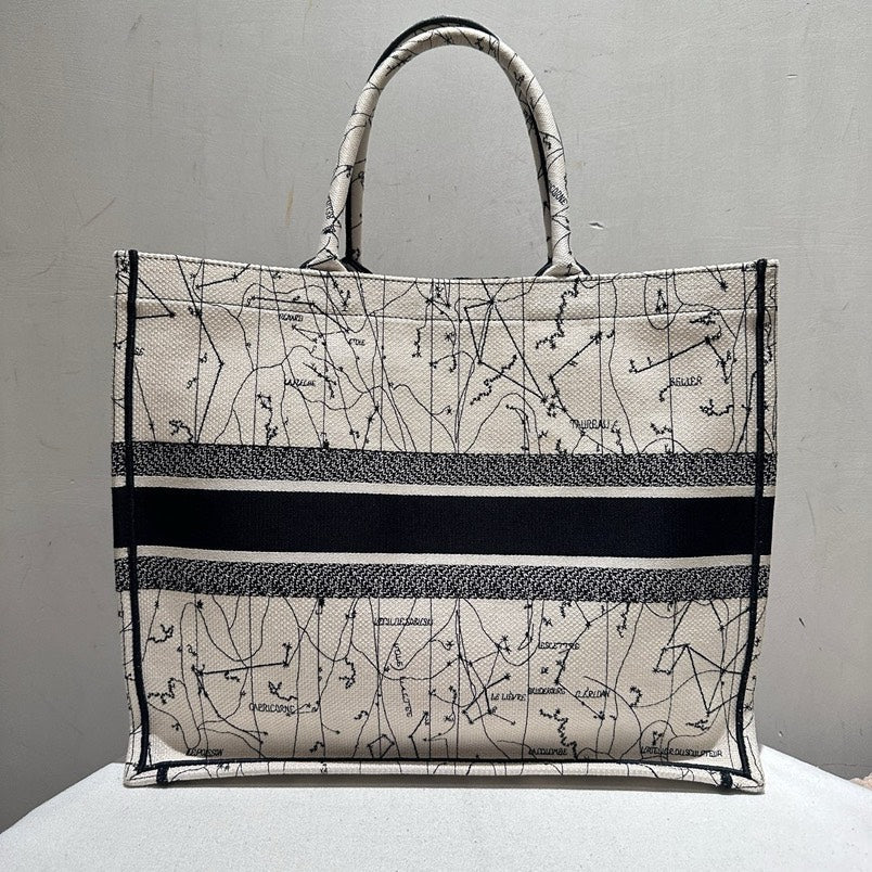 Dior Book Tote GM Size Constellation Black Canvas Tote