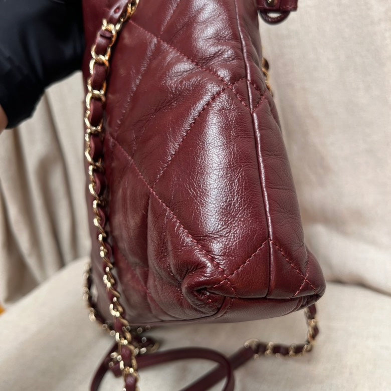 CHANEL Quilted Burgundy Leather Shoulder Bag