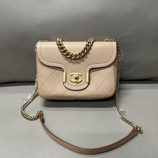 Chanel Two-Way Bag Beige Leather Shoulder Bag