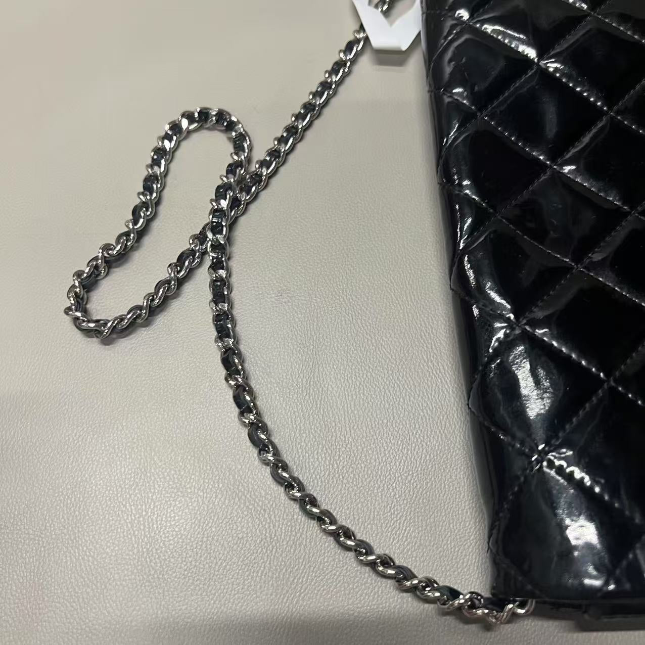 Chanel Black Patent Leather Flap Bag  - Vintage Designer Shoulder Bag