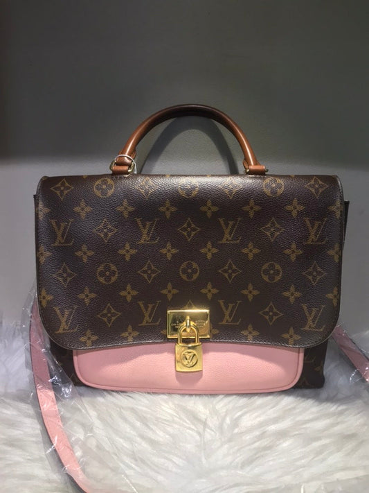 Pre-loved Louis Vuitton Monogram Canvas and Pink Leather Satchel Bag
