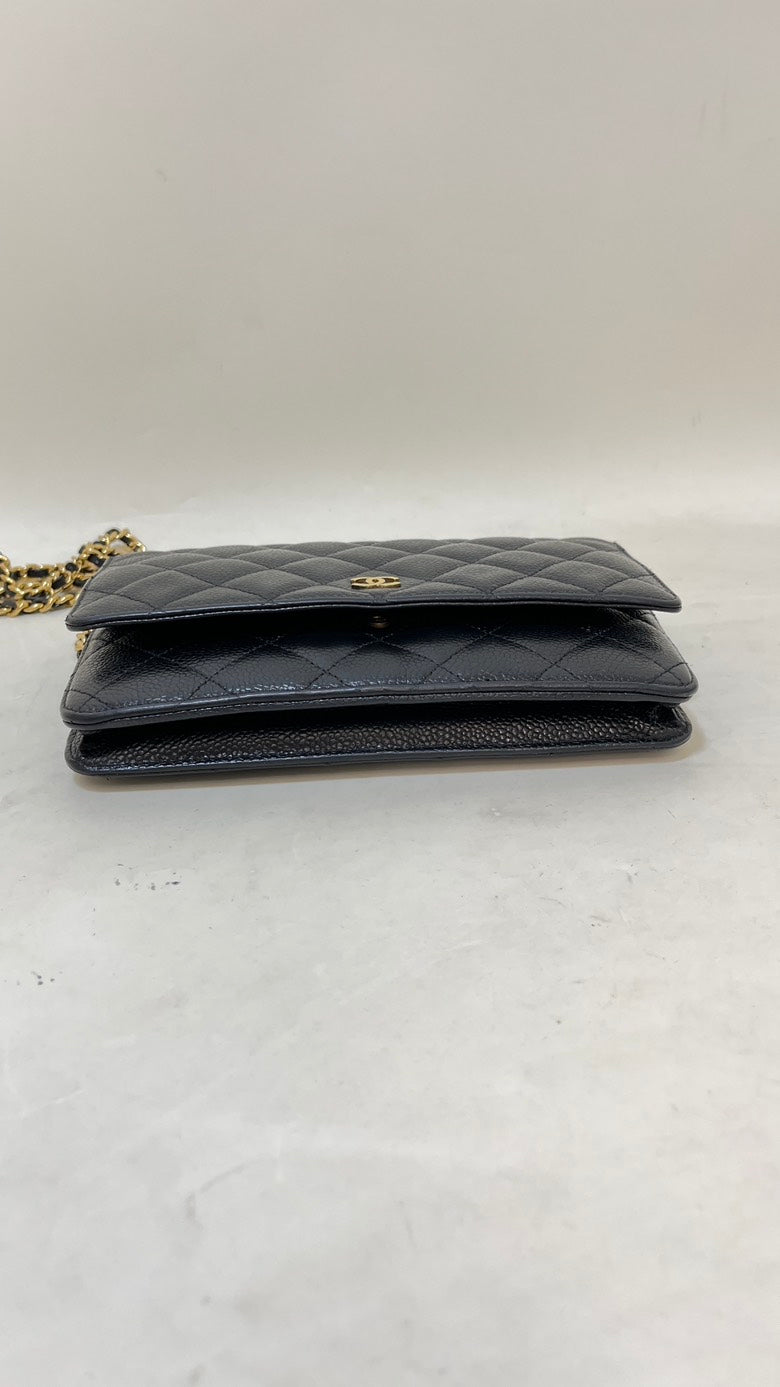 Chanel Flap Chain Bag Caviar Leather Black Shoulder Bag -