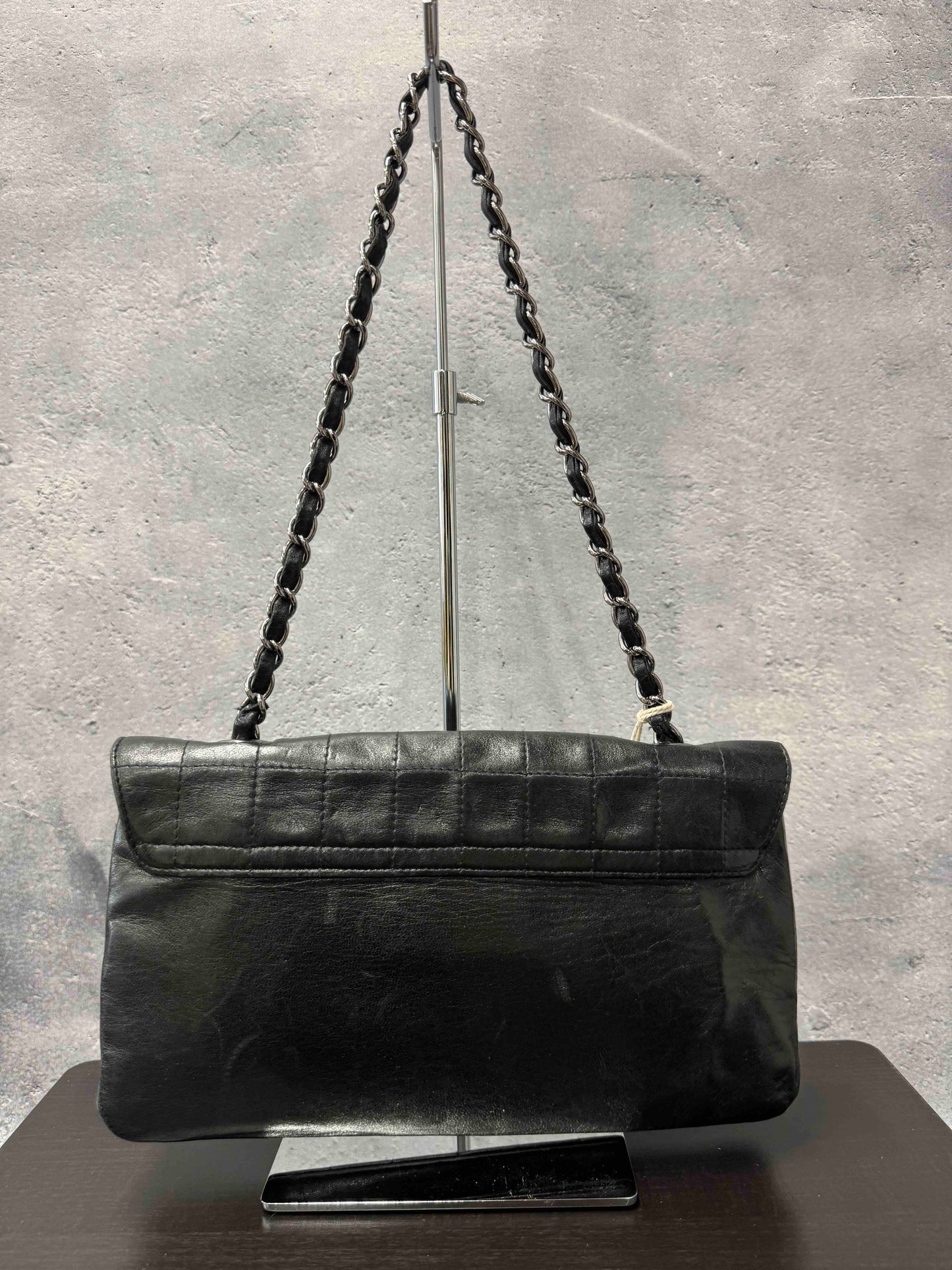 Chanel Ice Cube Flap Bag Black Leather Shoulder Bag JZ